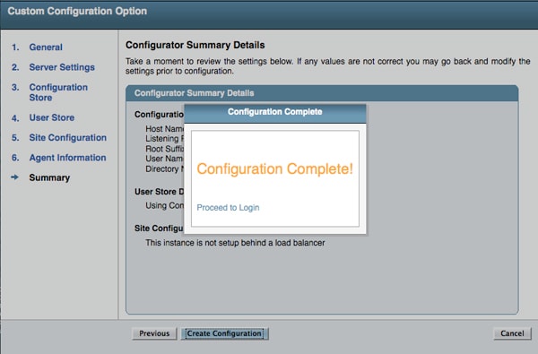 Figure 9: Confirmation of Configurations