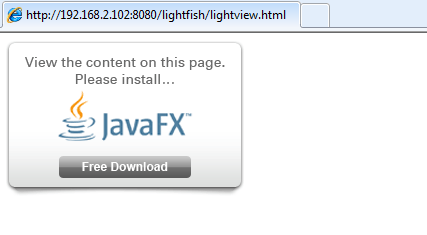Figure 3: Executing LightView When JavaFX Is Not Installed