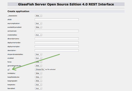 Application deployment form