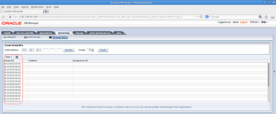 Newly created VNICs.
