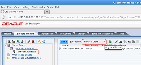 Displaying the physical disks.