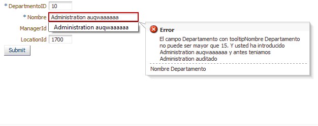 validaci&oacute;n del campo