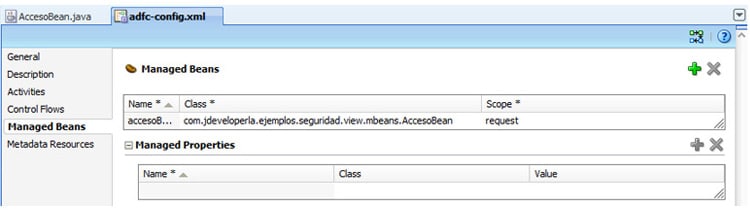 registrar el managed bean en el adfc-config.xml
