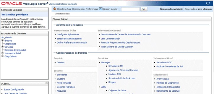 Weblogic, consola de administraci&oacute;n
