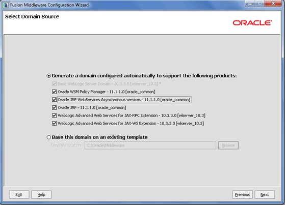 Weblogicdomain, tecnolog&iacute;as soportadas
