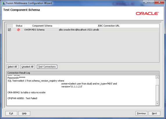 Weblogic domain, jdbc test