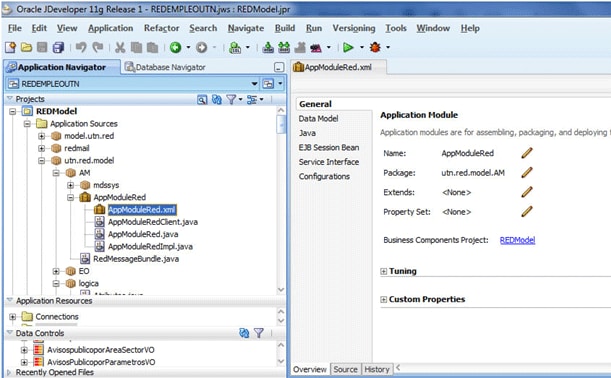 Or&iacute;genes de Datos JDBC, Aplication module