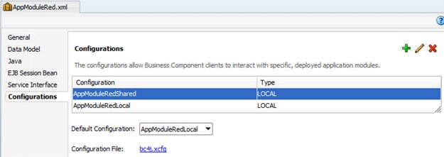 Or&iacute;genes de Datos JDBC, Aplication module, Configurations