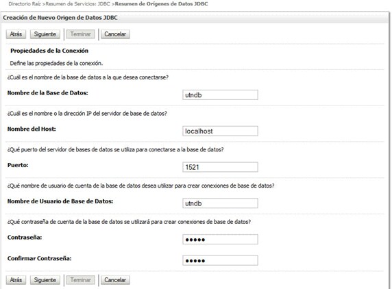Or&iacute;genes de Datos JDBC, propiedades de conexi&oacute;n