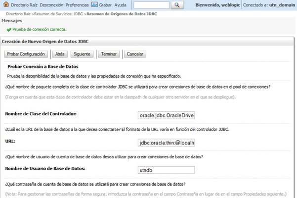 Or&iacute;genes de Datos JDBC, test de la conexi&oacute;n