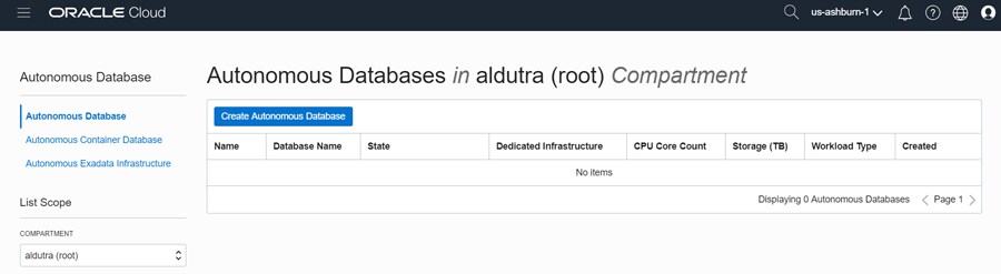 Create Autonomous Database