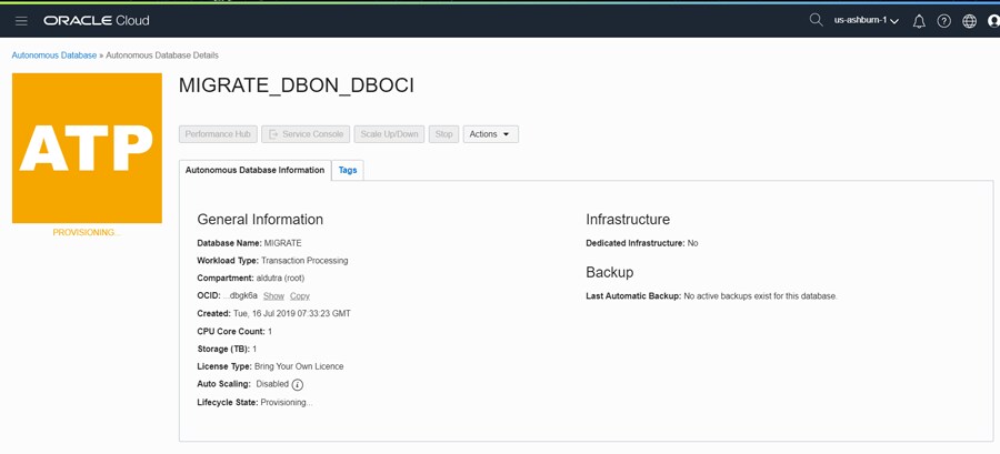 Create Autonomous Database Process