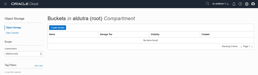 OBJECT STORAGE Create Section