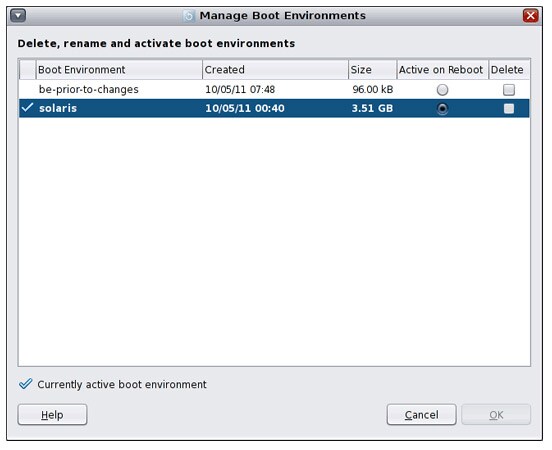 Caixa de di&aacute;logo para gerenciamento de ambientes de inicializa&ccedil;&atilde;o