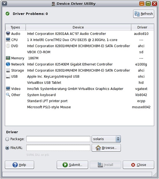 Device Driver Utility en Oracle Solaris