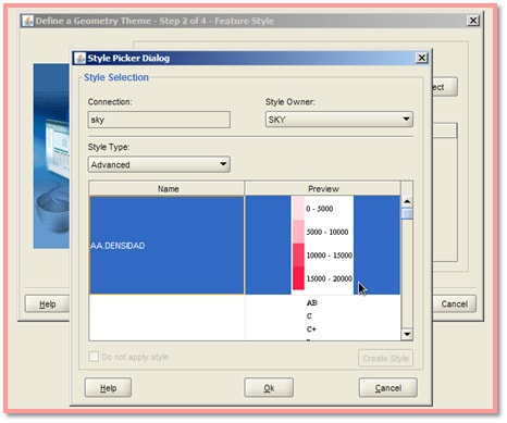Definición de temas geométricos en MapBuilder