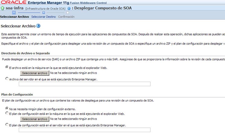 Enterprise Manager Config Plan Selection
