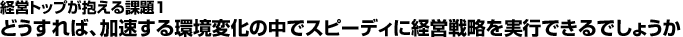 経営トップが抱える課題1：どうすれば、加速する環境変化の中でスピーディに経営戦略を実行できるでしょうか