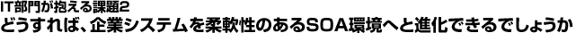 IT部門が抱える課題2：どうすれば、企業システムを柔軟性のあるSOA環境へと進化できるでしょうか