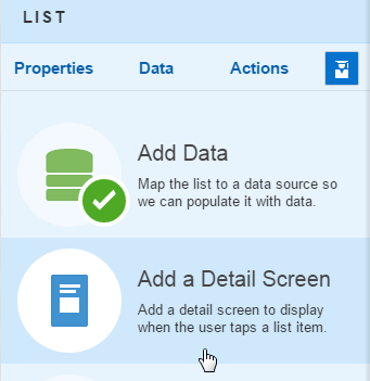 The Add a Detail Screen option.