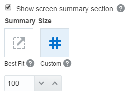 The Summary sizing options.