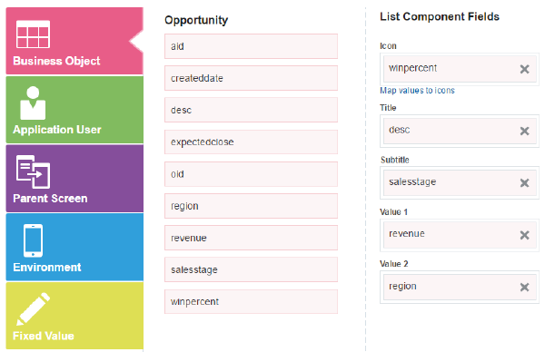 The List component mapping