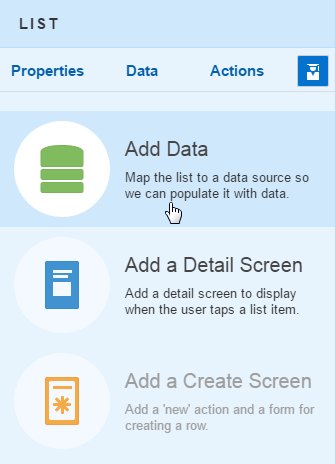 The Add Data Quickstart option.