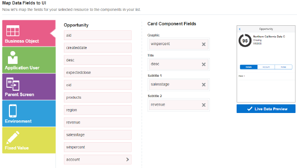 The completed mapping for the Card component.