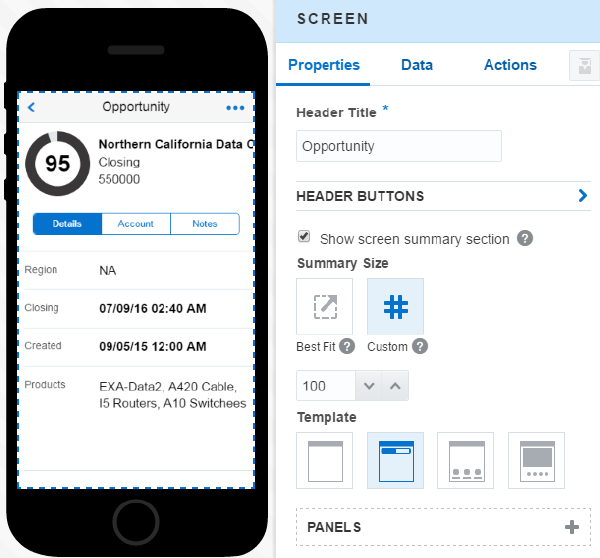 The Summary size option.