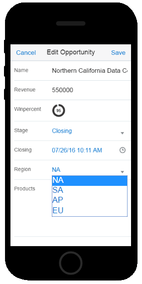The Edit Opportunity screen.