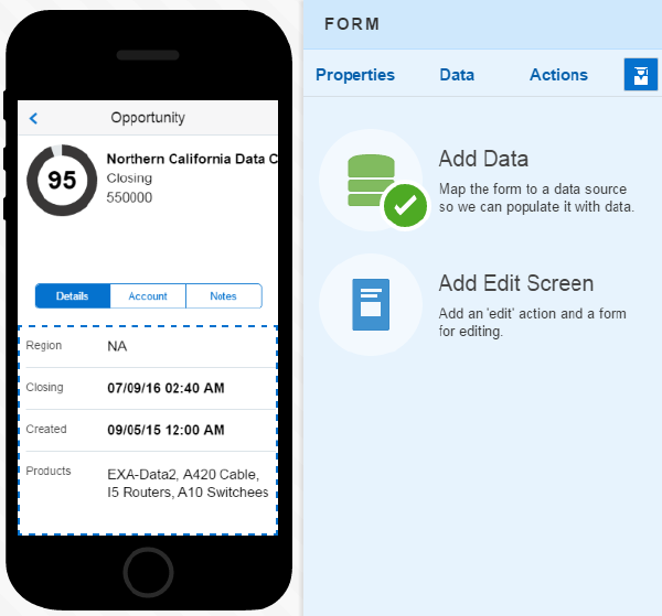 The Add Edit Screen QuickStart wizard option.