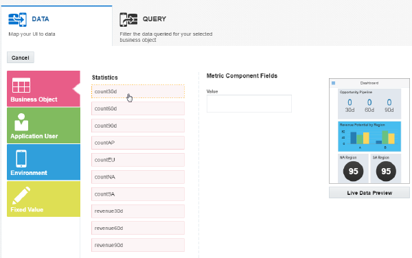 The Data tab of the Data Mapper.