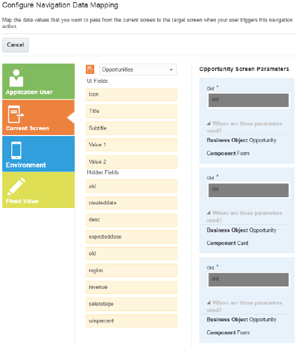 The Configure Navigataion Data Mapping page