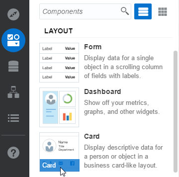 The Card component in the Components Palette.