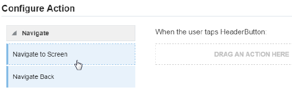The Navigate to Screen option.