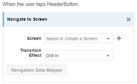 The Navigate to Screen option, selected.