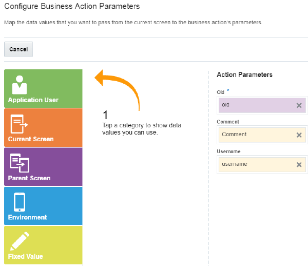 The current screen values.