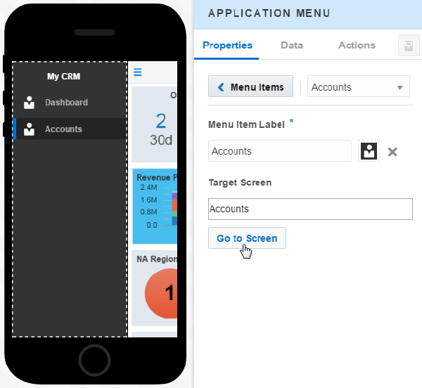 The Go to Screen button.