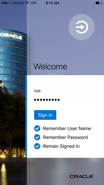 The Login page.