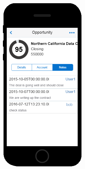 The Opportunity screen.