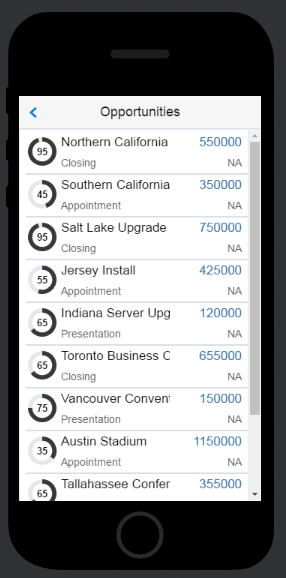 The Opportunities screen.