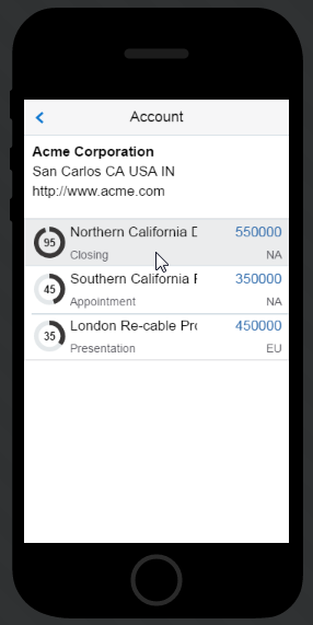 A list item in the Account screen.