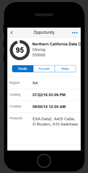 The Details tab of the Opportunity screen.