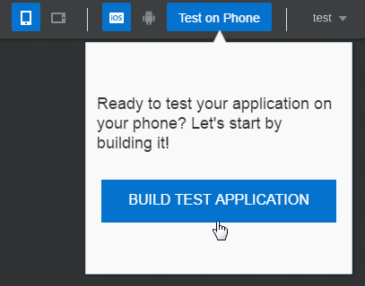 The Build Test Application button.