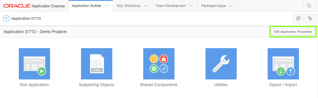 Go to Application Properties