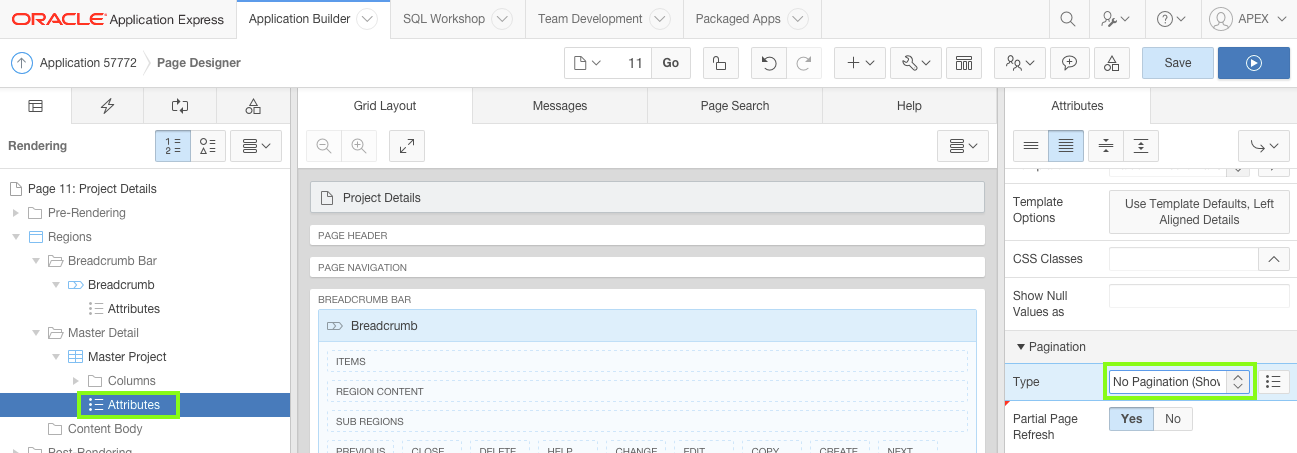 Update Region Attributes