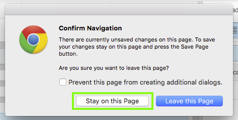 Confirm Navigation Warning