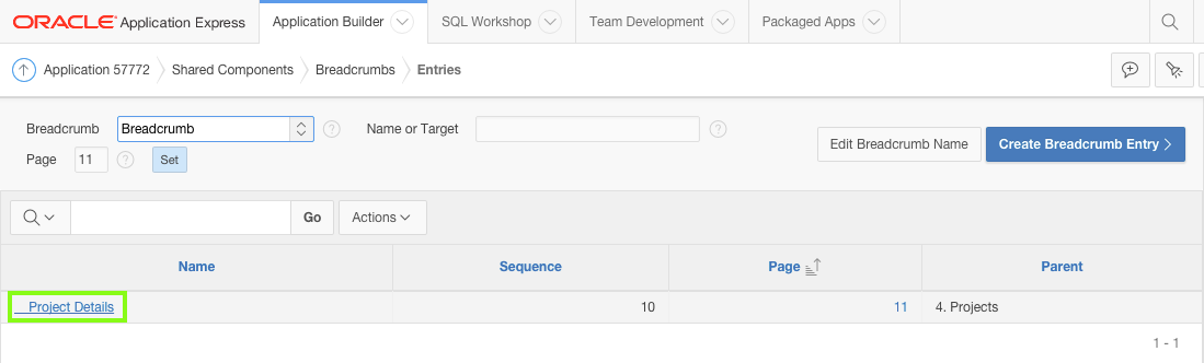 Select Breadcrumb Entry