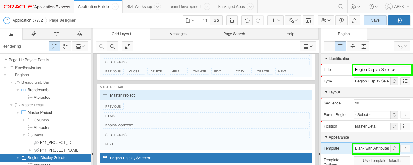 Edit Region Attributes