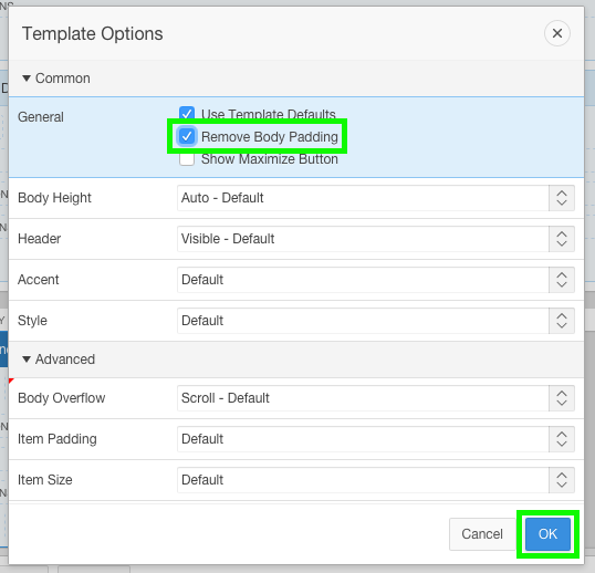 Set Template Options
